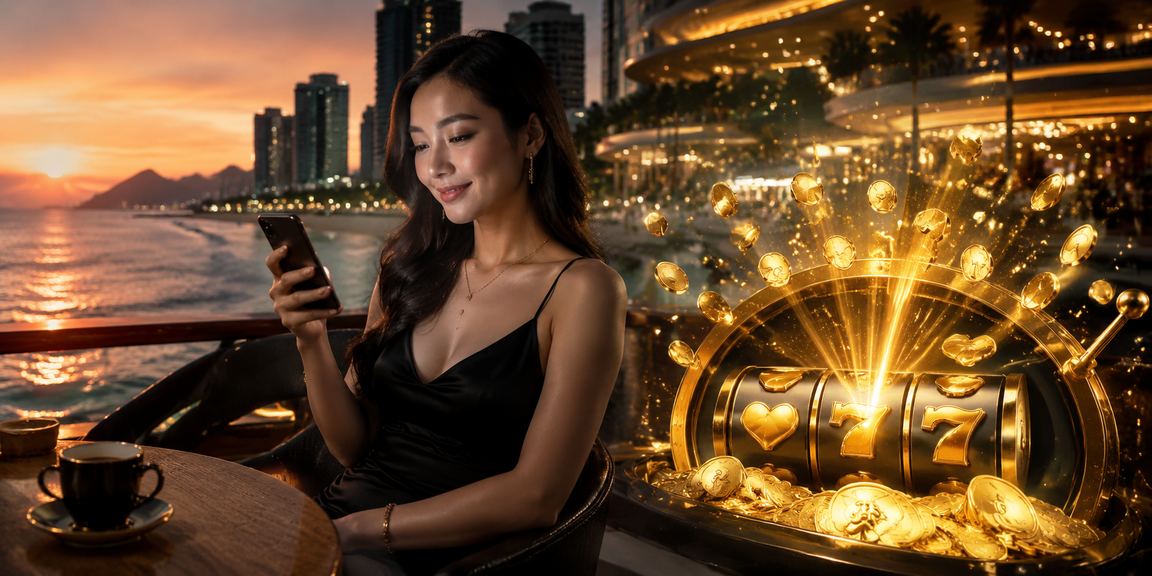 Người chơi slot game tại Đà Nẵng bên ly cà phê Việt Nam