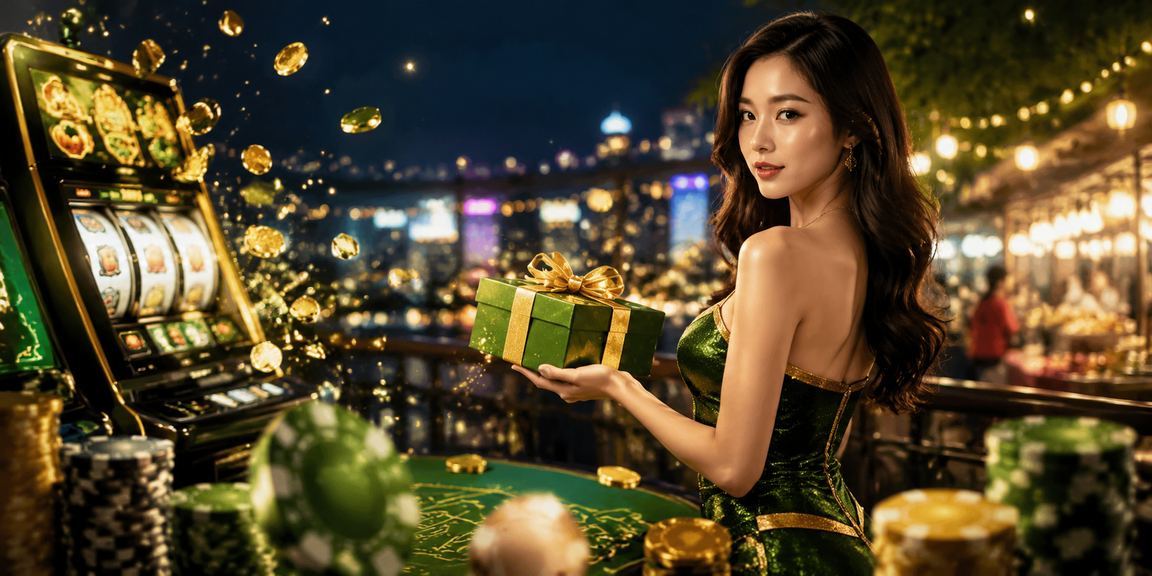 Người chơi slots tại chợ đêm Hà Nội với ánh đèn sáng rực về đêm